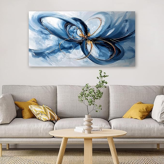 Canvas Wall Art Decor Modern Wall Art For Living Room Blue Abstract Wall Art Abstract Art Wall Decor Modern Artwork for Walls Canvas Prints Art Work For Home Kitchen Office Wall Decor 20" X 40"
