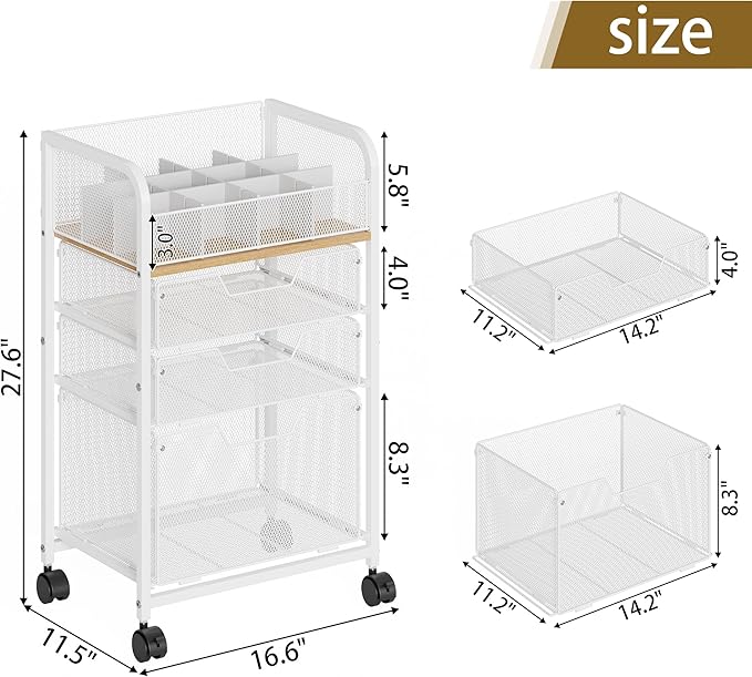 Makeup Cart Organizer with 3 Drawers,Floor Skincare Organizers with Dividers, Vanity Organizer Cosmetics Display Cases Holder for Skin Care Nail Polish Perfume Makeup brush Hair Tool,White
