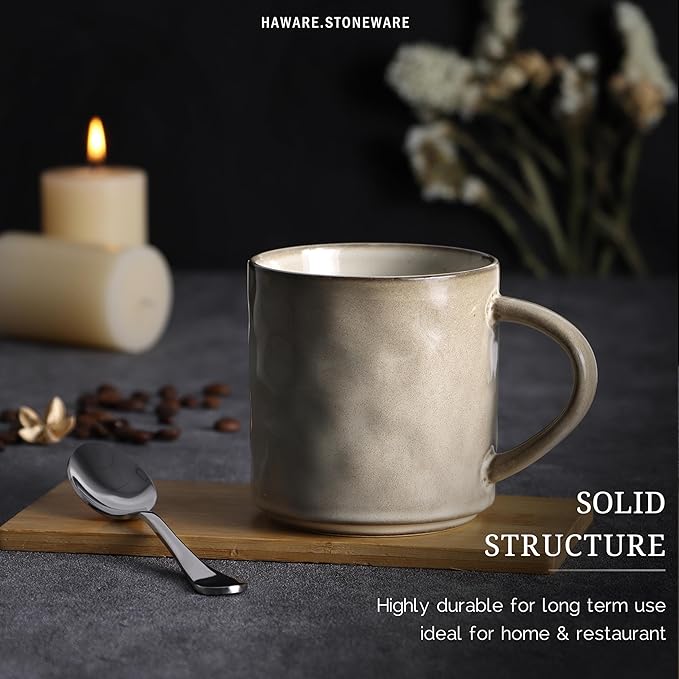 HaWare Dinnerware Sets, 16-Piece Stoneware Plates and Bowls Set, Dish Set for 4, Elegant Ceramic Dishware for Home Restaurant, Chip and Scratch Resistant, Microwave and Dishwasher Safe, Saturn Khaki