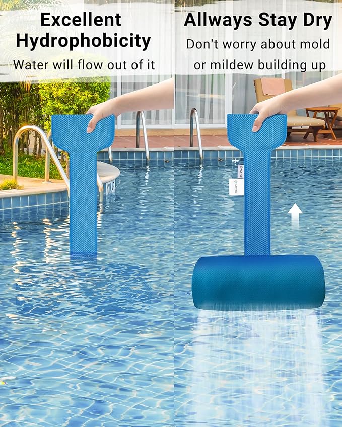 Headrest Pillow for Pool Chaise Lounge with Strap 2pcs Outdoor Ledge Lounger Hot Tub Spa Chair Cushion