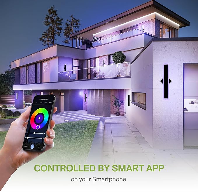 ASD LED 24" Long Wall Mount Light Fixture, Outdoor & Indoor Linear Sconce | RGBW, Smart, Waterproof, Anti-Rust, ETL Listed | 18W 900LM 2700-6500K 100-277V | Exterior Porch Lighting | Black