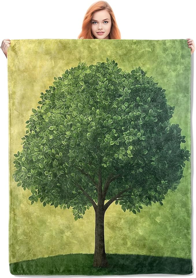 Verdant Tree Flannel Blanket, Tree Gifts, Tree-Themed Blanket for Women, Soft Lightweight Throw Blankets for Bed Home Travel Decor 60" x 80"