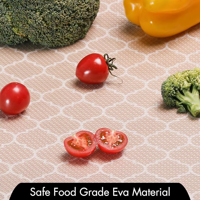 Cooyes Shelf Liner for Kitchen Cabinets – Non-Adhesive Waterproof EVA Liner for Drawers and Cabinets – Durable, Easy-to-Cut Shelf Paper with Modern Pattern