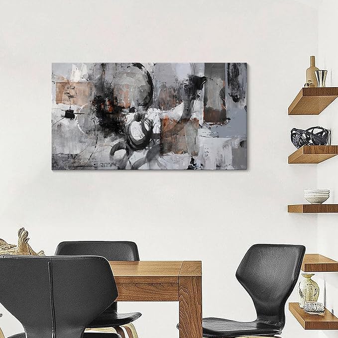 Pogusmavi Black Abstract Canvas Wall Art Pictures for Living Room Gray and White Wall Decoration Artwork for Walls Pictures for Bedroom Wall Decor Neutral Painting Canvas Prints Office Posters 20×40IN