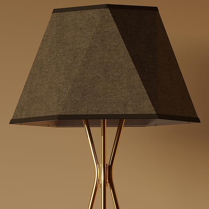 Inlight 65" Modern 1-Light Black and Gold Tripod Floor Lamp with Geometric Design Shade and Black Metal Legs, Bulb Not Included, IN-0808-1-BK