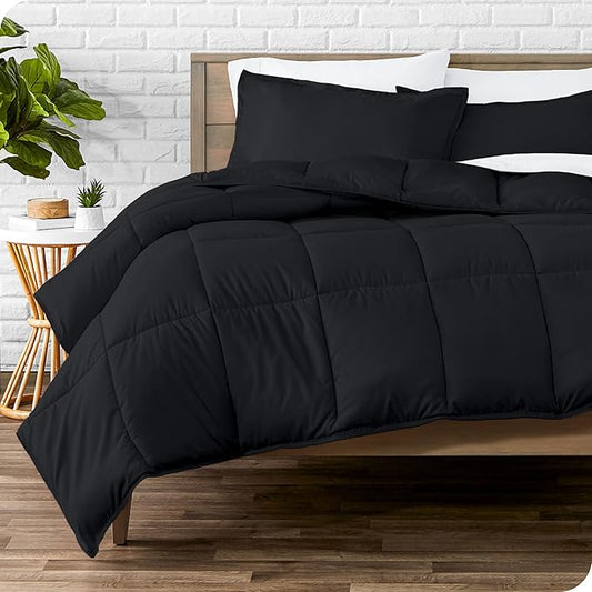 Bare Home Comforter Set - Ultra-Soft - Goose Down Alternative - Premium 1800 Series - All Season Warmth (King/Cal King, Black)
