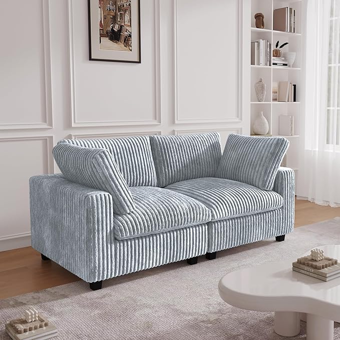 JACH 78" Deep Seat Sectional Couches, Convertable Sleeper Sofa for Living Room, Love Seat Couch, Sofa Covers Washable, Modular Sectional Sofas for Living Room, Apartment, Light Grey