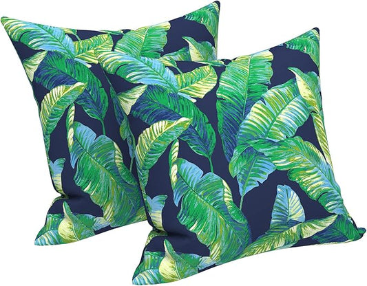 LVTXIII Indoor Outdoor Pillow Covers, Covers ONLY Patio Accent Square Toss Pillow Cushion Case 18" x 18" Pack of 2 for Chair Sofa Couch Patio Furniture Decoration – Hanalei Lagoon