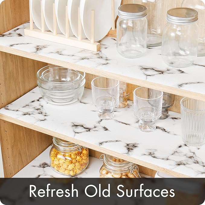 Cooyes Shelf Liner – Premium Non-Adhesive Cabinet and Drawer Liner for Kitchens – Waterproof Shelf Paper with Modern Pattern – Durable EVA Cabinet Mat – Easy to Cut