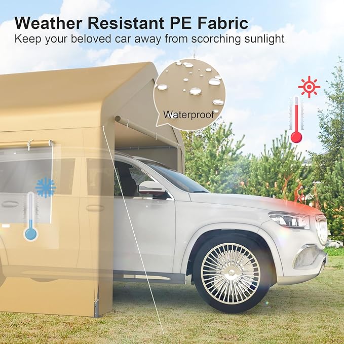 Morngardo Carport 10'x20', Heavy Duty 120 LBS Car Canopy Portable Garage with Roll-up Windows, Removable Sidewalls & Doors for Truck Boat Car Port, Party, Storage