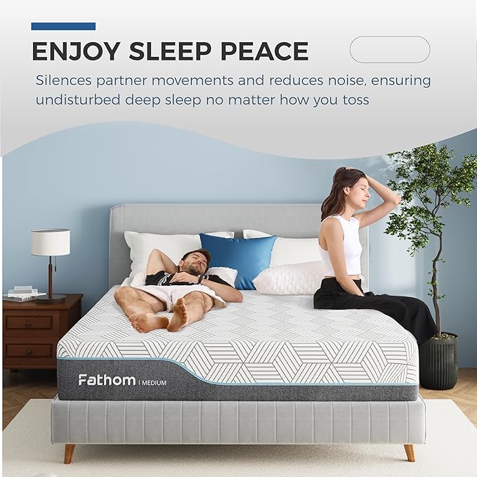 FATHOM Medium King Mattress 12 Inch Memory Foam Mattress King Size Bed in a Box for Back Pain Relief and Cool Sleep with Gel Foam and Removeable Fiberglass Free Cover, CertiPUR-US Certified