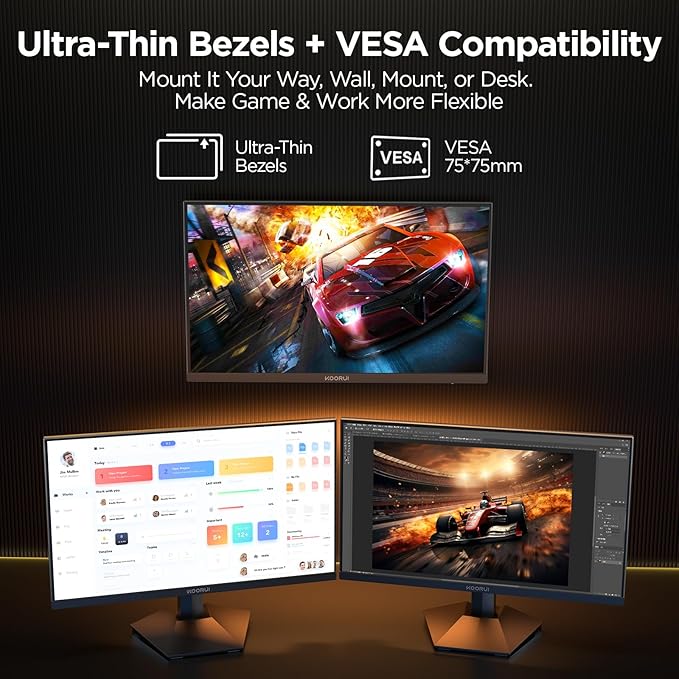 KOORUI 24.5 Inch Gaming Monitor 200Hz, 1ms, FHD(1920 * 1080p) IPS Display, HDR400, 90% DCI-P3 Color Gamut with Adaptive Sync, HDMI & DP Port, Black, G2511P
