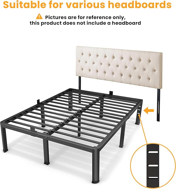 12 Inch Full Bed Frame, Metal Platform Bed Frame with Round Corner Legs, 3500 lbs Heavy Duty Steel Slats Support, No Box Spring Needed, Noise Free, Easy Assembly, Black