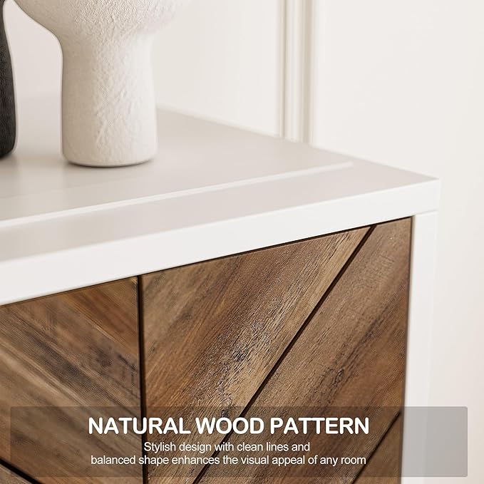 BELLEZE 68" Wood TV Stand with 36" Electric Fireplace, Entertainment Center with Storage Cabinet, Console Table for TVs up to 75 Inches, for Living Room, Bedroom - Harper (White Ebony)