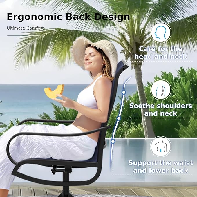 MFSTUDIO Patio Table and Chairs Set of 6, Outdoor Dining Set for 6 with Metal Table and Swivel Chairs, 7 Piece Outdoor Patio Furniture Set for Deck/Backyard/Poolside/Garden