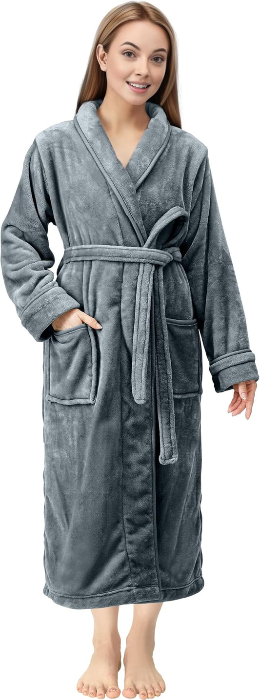 NY Threads Premium Womens Robe, Plush Fleece Long Bath Robe for Women, Fluffy Soft Women's Bathrobe