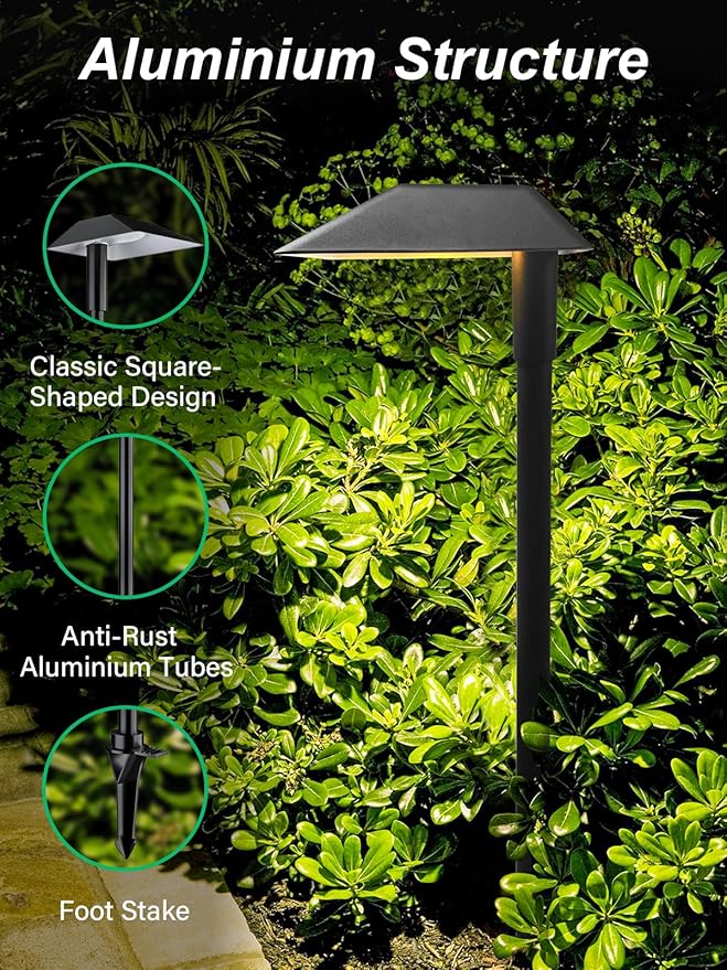 5W Low Voltage Landscape Pathway Lights with Connectors,12-24V Outdoor Path Lights, 3000K Wired Landscape Lights for Yard Garden Walkway, IP66 Waterproof（12Pack）