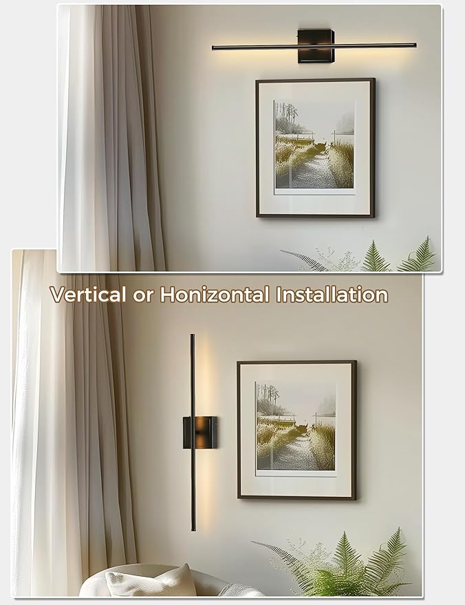 Battery Operated Wall Sconces set of 2, 10 Color 6000mAh Rechargeable Wall Sconce not Hardwired, 350°Rotate, Dimmable Wireless Wall Sconce, Sconce Wall Decor for Living Room, Hallway, Bedroom, Black