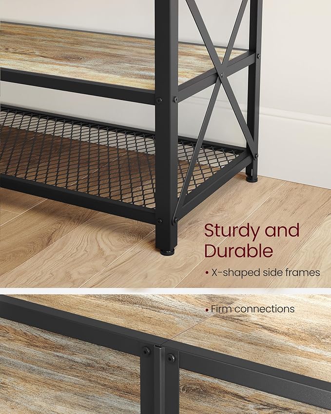 VASAGLE TV Stand, TV Console for TVs Up to 75 Inches, TV Table, 70.1 Inches Width, TV Cabinet with Storage Shelves, Steel Frame, for Living Room, Bedroom, Turquoise Brown and Black ULTV096B60