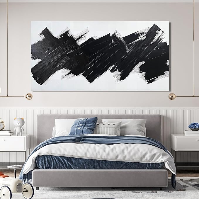 Abstract Wall Art Decor Modern Large Wall Art For Living Room Black Canvas Wall Art Large Artwork for Walls Abstract Canvas Art Canvas Print Art Work For Home Kitchen Office Wall Decor 29" X 58"