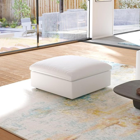 JACH Modern Ottoman Module for Living Room, Cushion Covers Removable, Minimalist Comfy Breathable Footstool for Living Room Apartment (White)