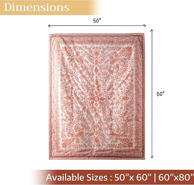 Maison d' Hermine Throw Blanket for Couch Lightweight Soft Warm Breathable Cotton Throw Blankets for Bed Girls Boys Women Men Gifts Sofa Travel Living Room Chair Bedding (50"x60", Cachemire)