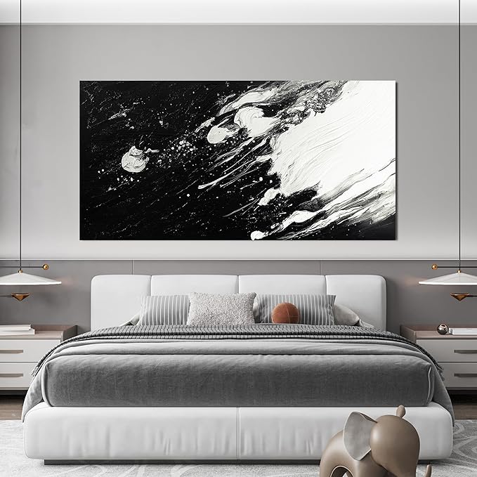 Canvas Wall Art Decor Modern Large Black and White Wall Art Prints Large Wall Art for Living Room Abstract Black Art Abstract Canvas Art Wall Decor Artwork for Walls Home Office Decor 29" X 58"