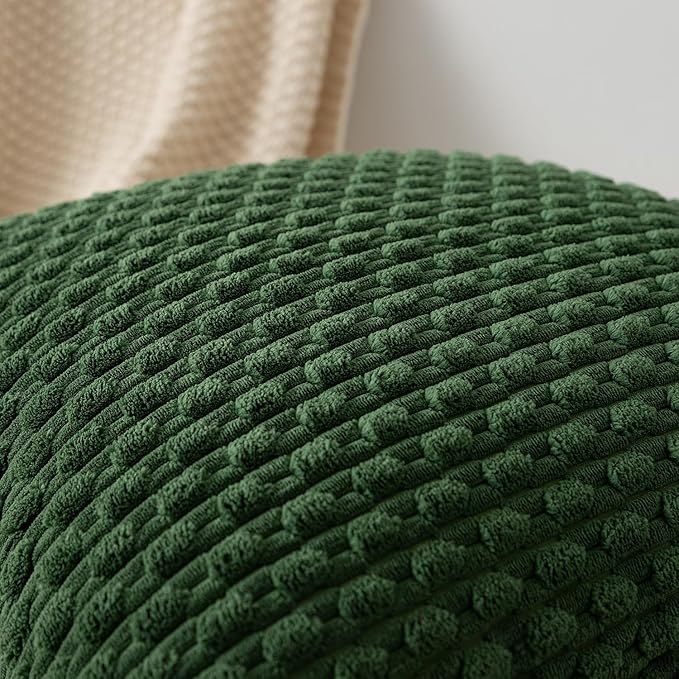 Kevin Textile Pack of 2 Corduroy Decorative Throw Pillow Covers 22x22 Inch Soft Boho Striped Pillow Covers Modern Farmhouse Home Decor for Spring Sofa Living Room Couch Bed Dark Green