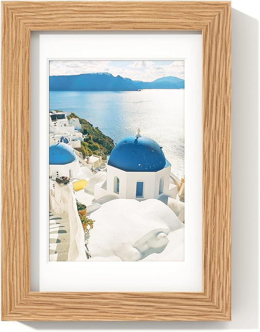 Axeman 4x6 Picture Frame | Solid Oak Wood Picture Frame | 4x6 Frame With Mat for 3.5x5 | 4 x 6 Photo Frame | 4x6 Wood Picture Frame | 4 By 6 Picture Frame | Hanging Hardware Included | Natural