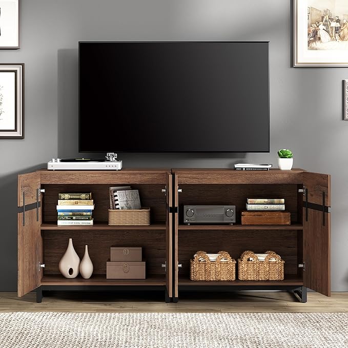 WAMPAT Modern TV Stand for TVs up to 120 Inches, 4-in-1 Media Console with Adjustable Shelves and 6 Drawers, TV Cabinet for Living Room or Bedroom, Brown