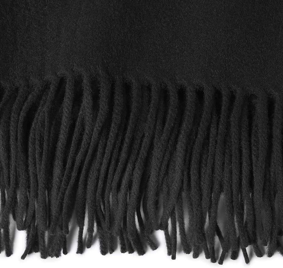 State Cashmere Home Throw Blanket with Decorative Fringe 100% Pure Cashmere Ultra Soft Accent Blanket for Couch, Sofa & Bed (Black, 60"x50")