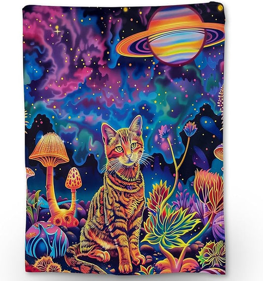 Cat Blanket - Ultra Soft, Fluffy, Lightweight Flannel Throw Blankets for Couch, Bed, Travel, Outdoor - Cozy, Fuzzy Home Decor, for Adults Kids Women Boys Girls, All Season 50×40 in