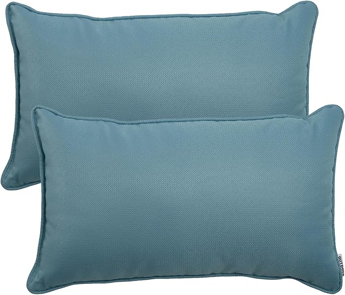 Pack of 2 Patio Lumbar Pillows, 12"x20" Fade Resistant Outdoor Waterproof Lumbar Pillow with Inners, Decorative Garden Lumbar Cushions for Home Patio Terrace Sofa Use