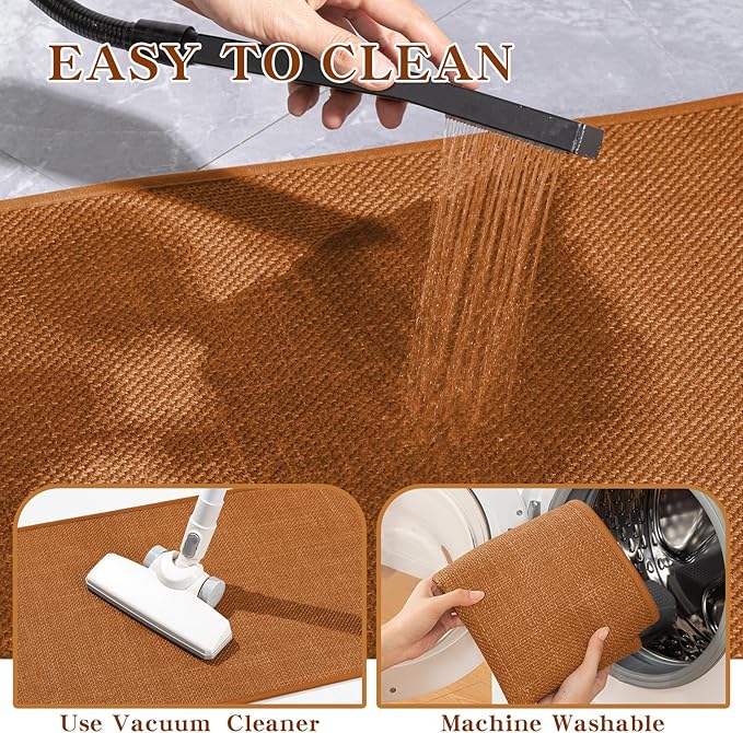 chakme Bathroom Rugs Mat 59x17, Ultra Thin Bath Rug Non Slip Runner Quick Dry Absorbent Bath Mat for Bathroom, (Orange, 59"x17")