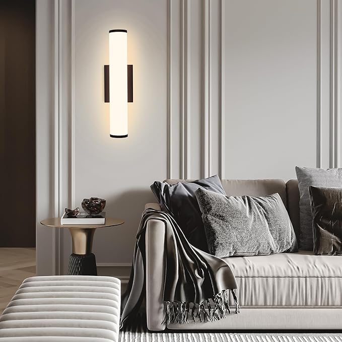 Kalium 16in Modern Wall Sconces, Dimmable Bathroom Vanity Lights, 3000K Warm White LED Indoor Sconces Lighting for Bathroom, Stairs, Living Room, Bedroom. Hardwired.