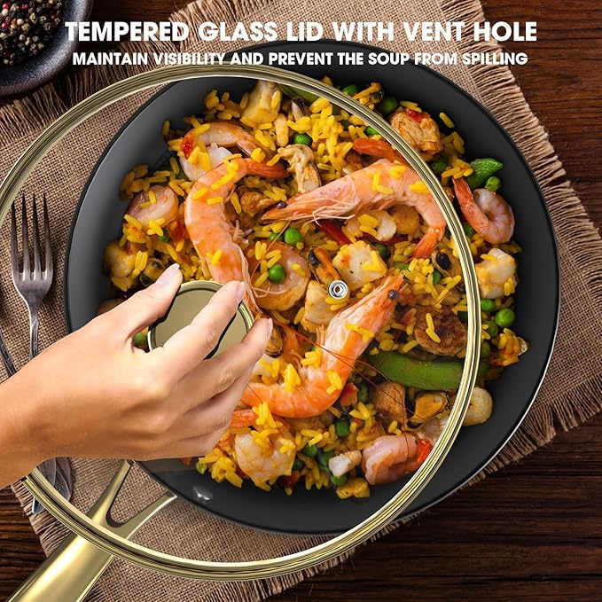 imarku Non Stick Frying Pans, 10 Inch Frying Pan with Lid, Professional Cast Iron Skillets Nonstick Frying Pan, Frying Pans Nonstick with Lid and Stay Cool Handle, Gift for Women and Men