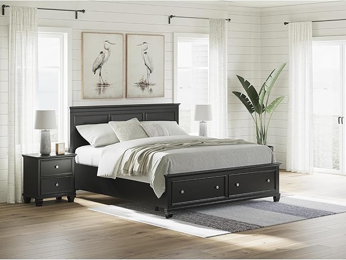 Signature Design by Ashley Lanolee Classic Panel Headboard, King/California King, Black
