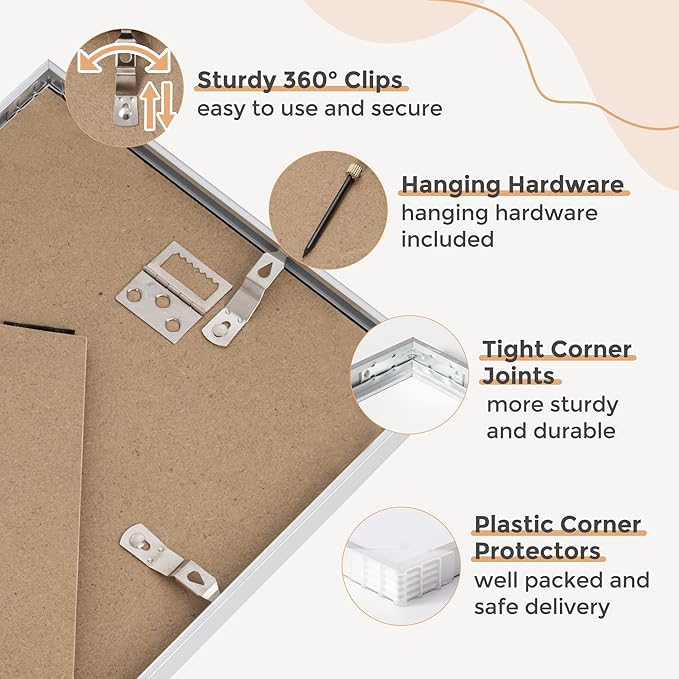 5x7 Picture Frame - 7 by 5 Metal Frame With Mat For 4x6, Aluminum Photo Frame Plexiglass And Hanging Hardware Included, 5 x 7 Silver Picture Frame | Silver