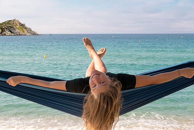 LA SIESTA® Colibri 3.0 Outdoor Hammock & Tree Straps - Camping Hammock for Outside, Breathable Nylon Tree Hammock One Person - River