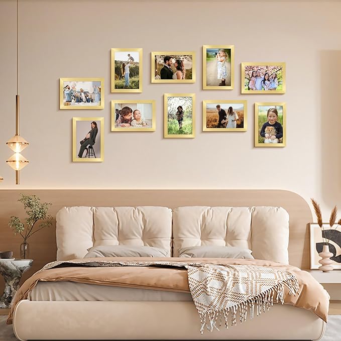 FIXSMITH 4x6 Picture Frame Set of 2, Gold Picture Frames Collage for Tabletop or Wall Display, Photo Frame 4x6 with HD Plexiglass