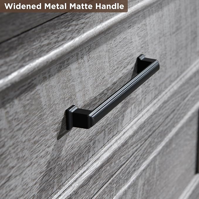 Farmhouse 5 Drawers Dresser Chests for Bedroom,46" Tall Wood Rustic Chest of Drawers with Wide Metal Handle,Natural Texture,Drawer Organizer for Bedroom,Living Room,Hallway and Entryway,Grey