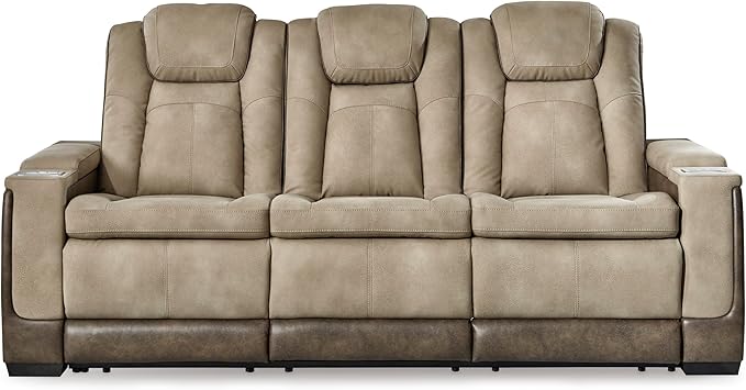 Signature Design by Ashley Next-Gen DuraPella Power Reclining Sofa with Adjustable Headrest, Sand