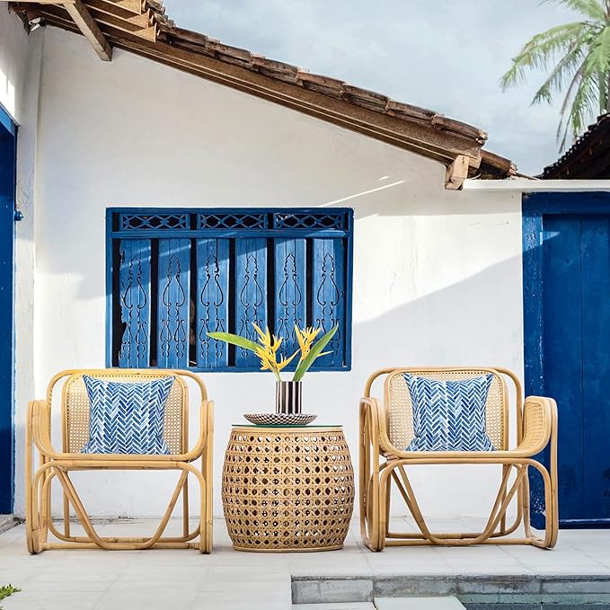 LVTXIII Outdoor/Indoor Throw Pillows, Decorative Throw Pillows with Inserts, 18"x18" Square Pillows for Bed, Couch, Sofa and Patio Furniture (Set of 2, Blue Bricks)