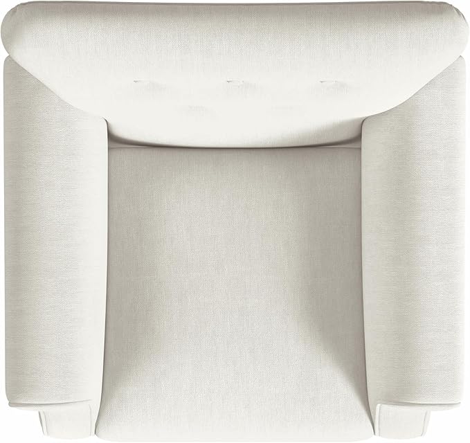 HomePop Home Decor | Upholstered Rolled Arm Accent Chair | Accent Chairs for Living Room & Bedroom | Decorative Home Furniture - Cream Solid Woven