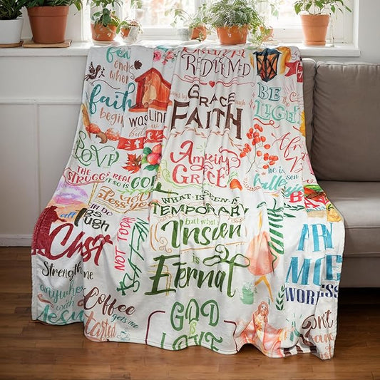 Christian Stuff Gifts for Women Faith-Religious Fluffy Soft Fuzzy Blanket for Bed-Bible Spiritual Verse Blanket for Women 50×60 inches