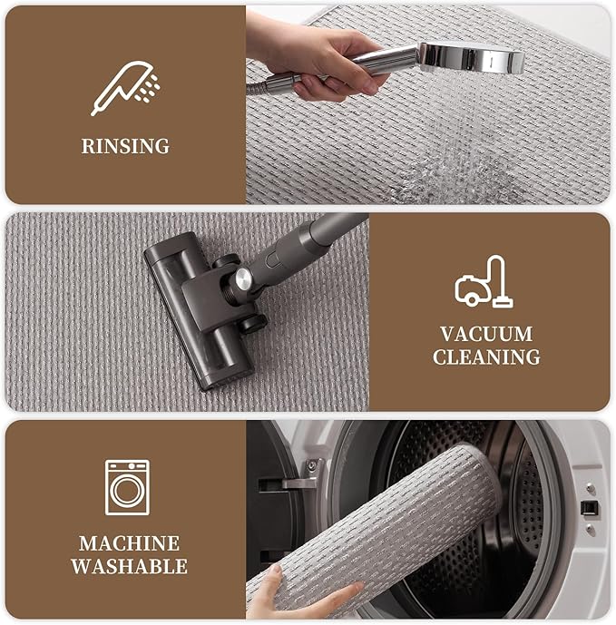 RESARE Non Slip Bath Mat - Machine Washable Bathroom Rug, Super Absorbent, Quick Dry, Ultra Soft, 17"x24", Light Grey