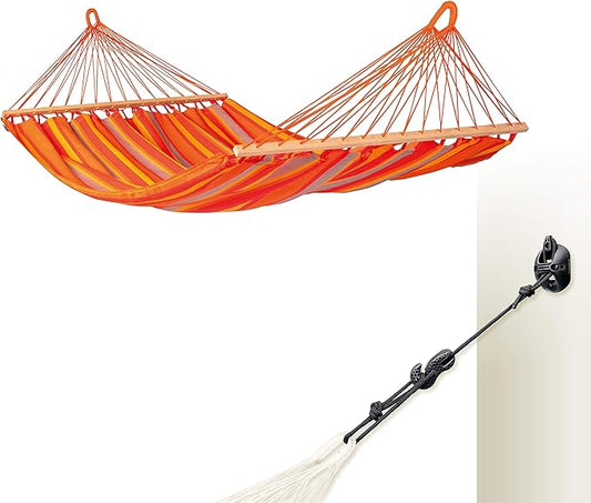 LA SIESTA® Alisio Hammock with Spreader Bar & CasaMount, Suspension Kit for Walls Ceilings & Square Beams - Weatherproof Outdoor Hammock - 2 Person Hammock Bed Double Hammock - Max 355 Lbs, Toucan