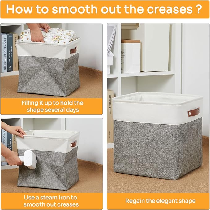 DULLEMELO 13 inch Fabric Storage Cubes 4 Pack Foldable Baskets/Bins for Home Office Organizer Closet, Shelves, Toy, Nursery