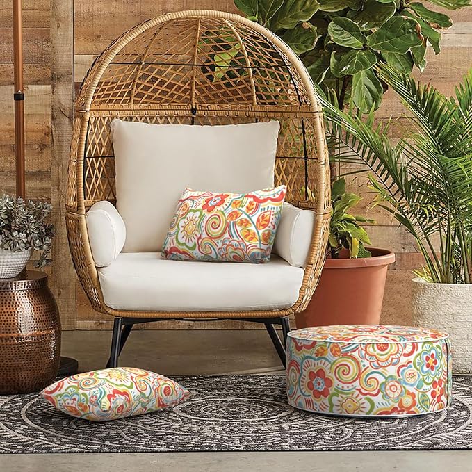 LVTXIII Outdoor/Indoor Lumbar Pillows, Decorative Patio Lumbar Cushions, Fluffy Water Repellent Garden Cushions for Home Patio Coach Sofa Use, 12×20 Inch, Pack of 2, Flower Multi