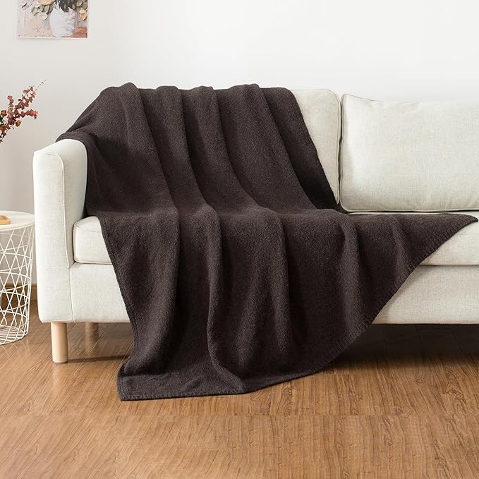 Carriediosa Wool Blend Knit Throw Blanket 60" X 80" Twin, 50% Recycled Polyester Soft Cable Knitted Fluffy Throws for Couch Lightweight Woven Blankets for Sofa Fuzzy Cozy Bed Cover, Chestnut Brown